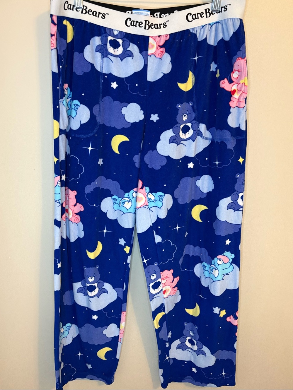 Care Bears Pajama Pants Large 12/14 Blue Fleece Lounge Sleep